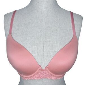 Aerie Real Sunnie Full Coverage T-Shirt Bra sz 32D * Coral Pink Underwire Soft